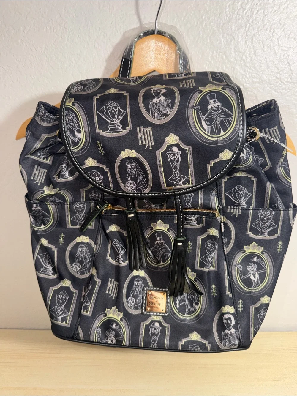 NWT Disney Dooney & Bourke Haunted Mansion Portraits Drawstring Nylon Backpack